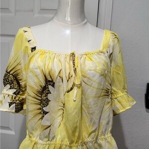 H&M Yellow Smocked Dress